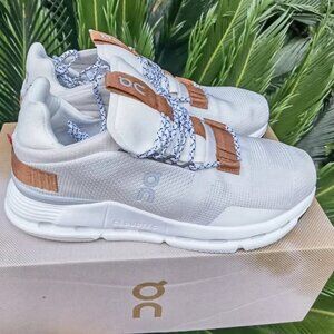 On Running Cloudnova White Pearl Brown Sneakers